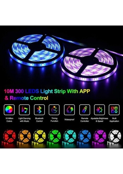 5m Bluetooth Akıllı LED Işık Şeridi WS2812B - Uzaktan Kumanda + Uygulama Ile, Müzik Ritmi / Fonksiyonu ile Senkronize Edin (Yurt Dışından) fırsatları