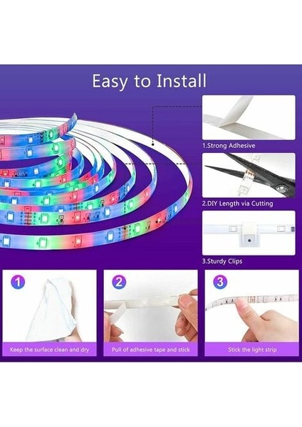 5m Bluetooth Akıllı LED Işık Şeridi WS2812B - Uzaktan Kumanda + Uygulama Ile, Müzik Ritmi / Fonksiyonu ile Senkronize Edin (Yurt Dışından) indirimleri