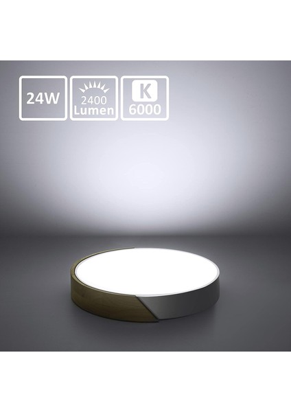 LED Tavan Işığı 24W, Soğuk Beyaz 6000K LED Tavan Lambası 2400LM, Iç Aydınlatma LED Tavan Işığı Demir ve Meşe, Mutfak Oturma Odası Yatak Odası Ofis Için Beyaz Tavan Işığı (Yurt Dışından) fırsatları