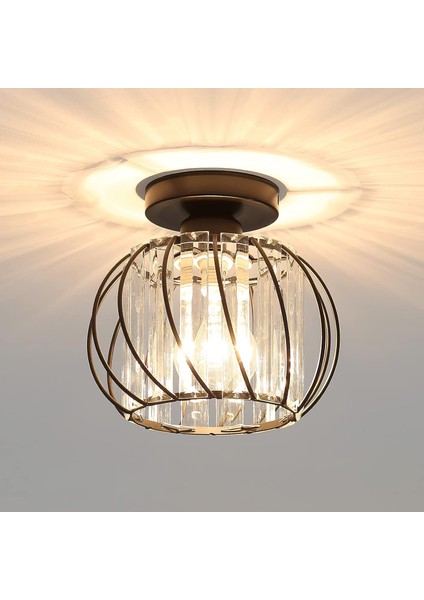 Modern Kristal Tavan Işık E27 LED Tavan Işık Mini Kristal Avize Mutfak Yemek Odası Yatak Odası Koridor Giriş Yolu Için (Siyah) (Yurt Dışından)