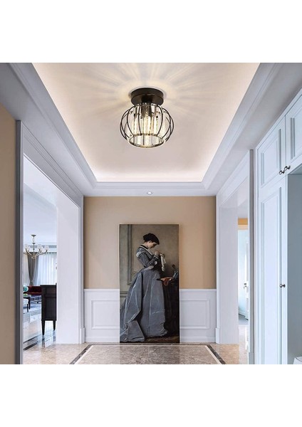 Modern Kristal Tavan Işık E27 LED Tavan Işık Mini Kristal Avize Mutfak Yemek Odası Yatak Odası Koridor Giriş Yolu Için (Siyah) (Yurt Dışından) fiyatları