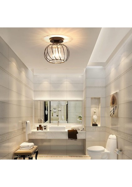 Modern Kristal Tavan Işık E27 LED Tavan Işık Mini Kristal Avize Mutfak Yemek Odası Yatak Odası Koridor Giriş Yolu Için (Siyah) (Yurt Dışından) fırsatları