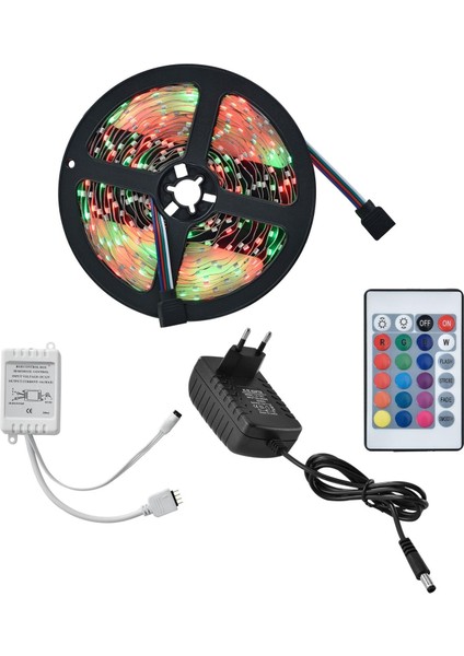 Juskys LED Şerit 5m, Uzaktan Kumandalı ve Güç Kaynaklı, Kendinden Yapışkanlı, Kısaltılabilir, Kısılabilir | 300 LED | IP20 Iç Mekan | 12V | Rgb | LED Bant Işık Bandı Şerit (Yurt Dışından)