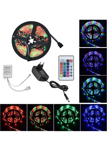Juskys LED Şerit 5m, Uzaktan Kumandalı ve Güç Kaynaklı, Kendinden Yapışkanlı, Kısaltılabilir, Kısılabilir | 300 LED | IP20 Iç Mekan | 12V | Rgb | LED Bant Işık Bandı Şerit (Yurt Dışından) fiyatları