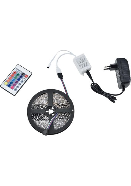 Juskys LED Şerit 5m, Uzaktan Kumandalı ve Güç Kaynaklı, Kendinden Yapışkanlı, Kısaltılabilir, Kısılabilir | 300 LED | IP20 Iç Mekan | 12V | Rgb | LED Bant Işık Bandı Şerit (Yurt Dışından) modelleri