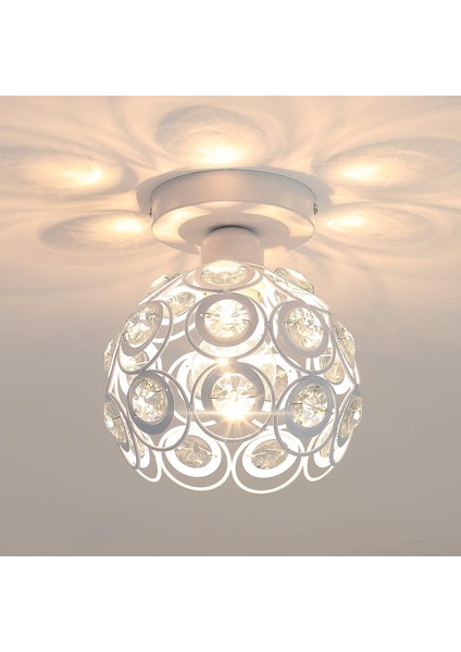 Modern Beyaz Kristal Tavan Lambası, Mini Yarı Gömme Montajlı Kristal Avize E27 Iç Mekan Aydınlatma, Oturma Odası, Sundurma, Koridor Için Uygundur (Yurt Dışından)