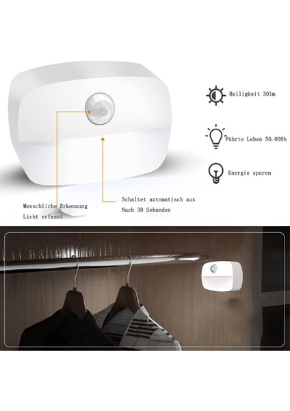 Hareket Sensörlü LED Gece Lambası, Iç Mekan Gece Lambası Kabin Aydınlatması, Koridor, Merdiven, Banyo, Yatak Odası Için Otomatik Açma/kapama Işık Sensörlü Işık (Yurt Dışından) fırsatları