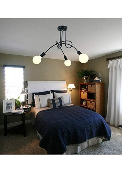 Modern Tavan Lambası, Vintage Demir Tavan Lambaları E27, Mutfak, Restoran, Oturma Odası Için 3 Işıklı LED Avize (Yurt Dışından) fiyatları