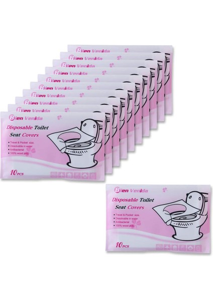 11 Paket Tek Kullanımlık Kağıt Klozet Kapağı (10 Paket + 1 Ücretsiz Paket - Toplam 110 Kapak), Her Paket 10 Kağıt Klozet Kapağı Içerir (Yurt Dışından)