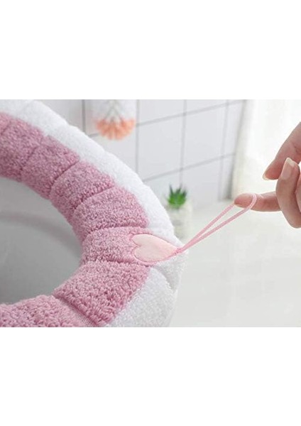 Banyo Için Asma Halkalı 2 Evrensel Su Geçirmez Klozet Minderi Seti - Yumuşak ve Sıcak - Yıkanabilir - Pembe (Yurt Dışından) modelleri