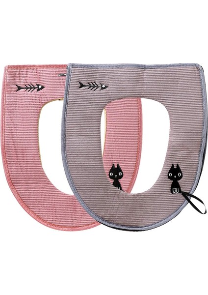 2'li Klozet Kapak Seti, Klozet Pedi, Sıcak Tutan Kumaş Klozet Koruyucu Isıtıcı, Yıkanabilir Klozet Kapak Bezleri (Yurt Dışından)