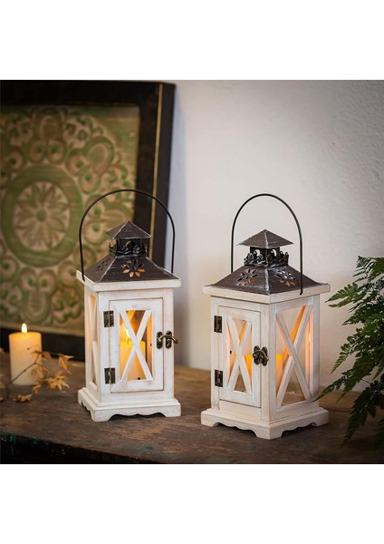 Fener Mumluk Vintage Fener Ahşap Metal Dekoratif Fener Tutucu Açık Rustik Düğün Centerpiece Asılı Fener Çiftlik Evi Kapalı Açık Fener Dekor 28 cm (Yurt Dışından) indirimleri