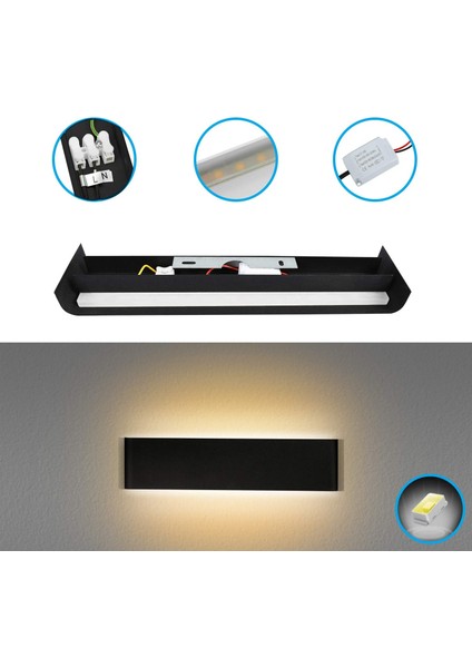 LED Iç Mekan Duvar Lambası 2*12W Siyah Duvar Lambası Sıcak Beyaz 3000K Modern Yatak Odası Oturma Odası Merdiven Koridor Banyo Için (Yurt Dışından) fiyatları