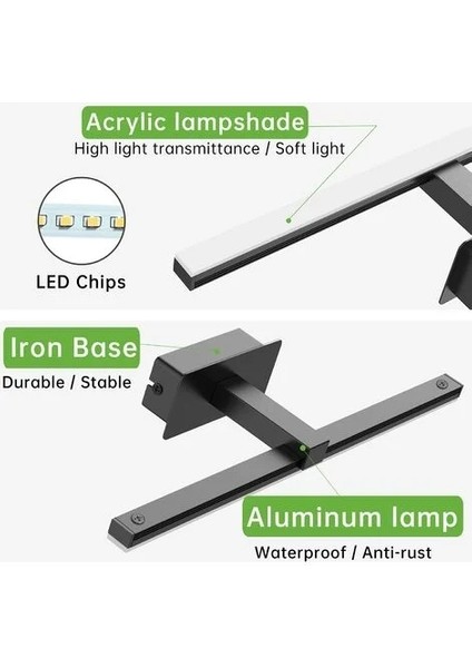 LED Ayna Işığı 9W, Banyo Ayna Işığı Soğuk Beyaz 6000K Ayna Ön Aydınlatma 40CM Banyo Dolabı Aydınlatma 720LM Siyah LED Ayna Duvar Işığı (Yurt Dışından) modelleri