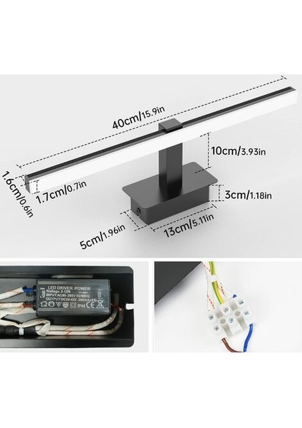 LED Ayna Işığı 9W, Banyo Ayna Işığı Soğuk Beyaz 6000K Ayna Ön Aydınlatma 40CM Banyo Dolabı Aydınlatma 720LM Siyah LED Ayna Duvar Işığı (Yurt Dışından) indirimleri