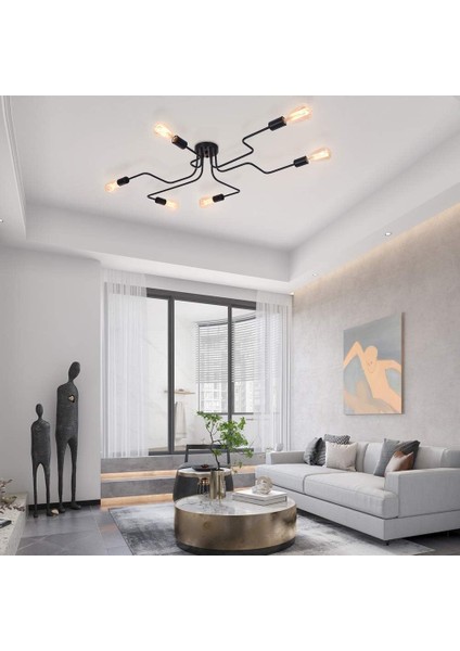 Modern Siyah Avize Sarkıt 6 E27 Oturma Odası Yatak Odası Mutfak Için (Ampul Olmadan) (Yurt Dışından) modelleri