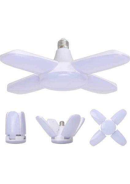 60W LED Garaj Lambası, E27 6000 Lümen Güvenlik Tavan Lambası, 4 Ayarlanabilir Panelli Dönüştürülebilir Atölye Işığı, Süper Parlak Gün Işığı (Yurt Dışından)