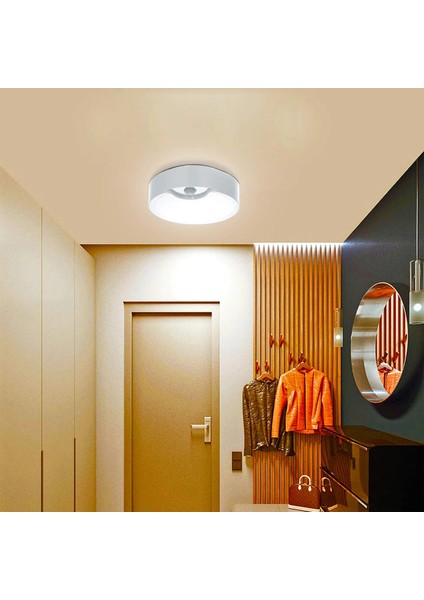 Hareket Sensörlü LED Tavan Lambası, Süper Parlak Pille Çalışan Iç Mekan Tavan Lambası, 18,3cm 300LM - Açık Beyaz (Yurt Dışından) fırsatları