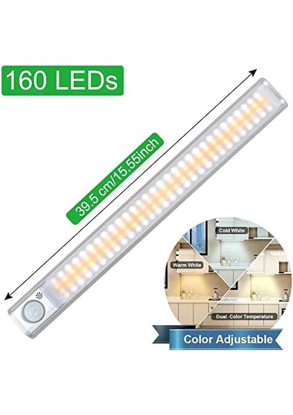 160 LED Dolap Işığı, 2 Adet LED Hareket Sensörlü Lamba, 3 Renkli, 4 Modlu USB Şarj Edilebilir LED Işık ve Yapışkan Manyetik Şerit, Dolap/merdiven/mutfak Için (#1) (Yurt Dışından) fiyatları