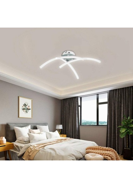 LED Tavan Lambası, Modern Tasarım Kavisli Tavan Avize Lambası, Oturma Odası Yatak Odası Yemek Odası Için 3 Kavisli Işık ile 18W (Soğuk Beyaz) (Yurt Dışından)