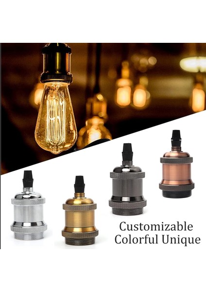 Metal Vintage Lamba Soketi E27 Retro Sarkıt Katı Seramik Adaptör Lamba Tutucu Soket Dıy Endüstriyel Tarzı Soket (Kırmızı Bakır) (Yurt Dışından) indirimleri
