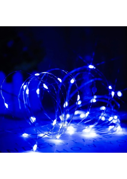 Mavi LED Dize Işıklar Pille Çalışan 50 Mikro LED Dize Işıklar 5m LED Dize Işıklar Pil Tasarrufu Zamanlayıcı ile Iç Mekan Dış Mekan (Yurt Dışından)