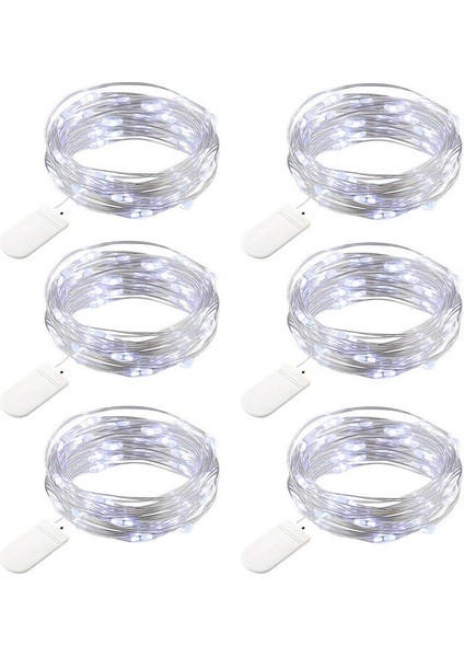 LED Peri Işıkları Pil Bakır Tel Peri Işıkları 1.2m 24LED Peri Işıkları Noel Pille Çalışan Su Geçirmez Işıklar Şişe Dekorasyonu, Soğuk Beyaz, 8'li Paket (Yurt Dışından) fiyatları