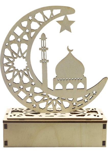 Eid Mubarak LED Ahşap Lamba, Müslüman Ramazan Festivali Dekorasyon Hilal Yıldız Fener, Eid Yarım Ay Gece Lambası (Yurt Dışından) modelleri