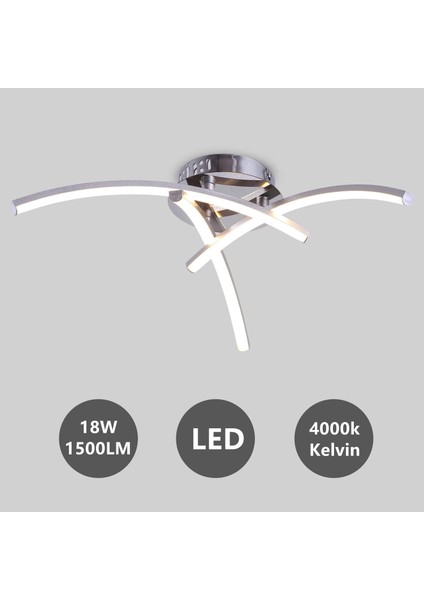 Modern LED Tavan Lambası, Kavisli Tavan Lambası, 4.000K Beyaz Işık, 18W LED Avize, 1500LM, Alüminyum Kaplama, Oturma Odaları, Yatak Odaları ve Koridorlar Için Tavan Lambası (Yurt Dışından) fiyatları
