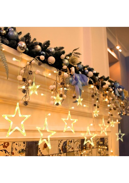 Noel Peri Işıkları Yıldızlar 138 LED 8 Mod Işık Perdesi Iç Mekan/dış Mekan IP65 Su Geçirmez Noel Aydınlatma Yıldız Perdesi (Sıcak Beyaz) (Yurt Dışından) indirimleri