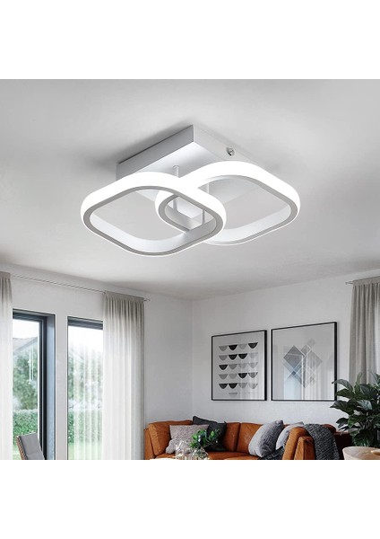 LED Tavan Lambası, Modern Tavan Lambası 24W 2040LM, Beyaz Akrilik Avize, Oturma Odası, Koridor, Yemek Odası, Mutfak Için Tavan Lambası, Soğuk Beyaz / 6000K (Yurt Dışından)