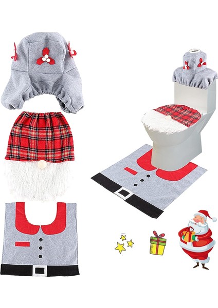 3 Parça Noel Süslemeleri Klozet Kapağı ve Banyo Paspasları Noel Baba Dekorasyon Seti Banyo Paspası Tuvalet Kapağı Noel Dekorasyonu Noel Baba Kapağı ve Tuvalet Paspasları (Yurt Dışından)