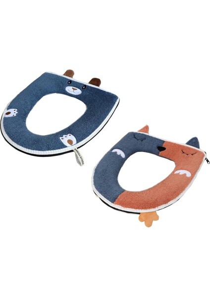2 Adet Klozet Kapağı, Klozet Minderi Kalınlaştırıcı Klozet Minderi Kapağı Sıcak Kumaş Klozet Kapağı Koruma Isıtıcı Peluş Klozet Kapağı (Yurt Dışından)