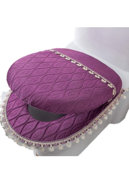 1 Parçalı Klozet Paspası Süper Sıcak Evrensel, Ev Peluş Klozet Kapağı Dört Mevsim-Mor-Fermuar, Tuvalet Koruma Klozet Kapağı (Yurt Dışından)