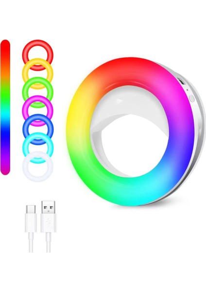 Rgb Telefon Zil Işığı, 3 Seviye Soğuk Beyaz ve 12 Rgb Moduna Sahip Realplus Klipsli Zil Işığı, Taşınabilir Selfie Zil Işığı - Şarj Edilebilir (Yurt Dışından)