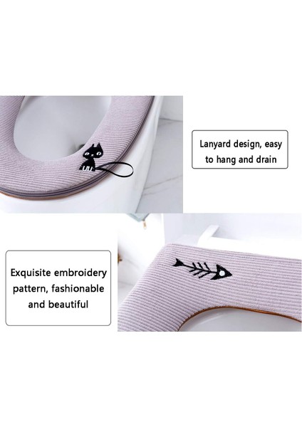 3 Parça Sıcak Klozet Pedi Su Geçirmez Klozet Kapağı Fermuarlı Yıkanabilir Klozet Kapağı (Yurt Dışından) fiyatları