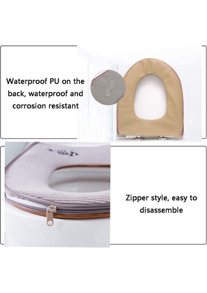 3 Parça Sıcak Klozet Pedi Su Geçirmez Klozet Kapağı Fermuarlı Yıkanabilir Klozet Kapağı (Yurt Dışından) modelleri