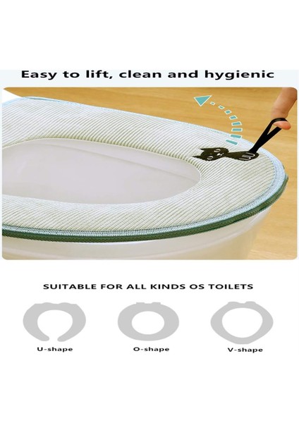 2'li Klozet Kapağı Seti, Fermuarlı, Kalın Deri, Asma Halkalı, Çok Sıcak, Yıkanabilir (Gri + Yeşil) (Yurt Dışından) modelleri