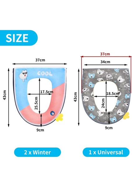 3 Adet Klozet Kapağı, Saplı Klozet Koruyucu, Yıkanabilir Evrensel Klozet Minderi Sıcak Yumuşak (Yurt Dışından) fiyatları