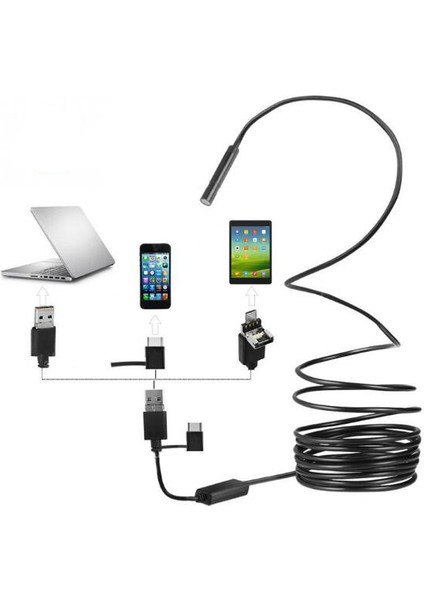 Endoskop 3'ü 1 Arada Usb/mikro Usb/tip C Megapiksel Hd Endoskop Android Telefon/windows/macbook Os Bilgisayar Için Su Geçirmez Yarı Sert Kablo Yılan Kamera (Yurt Dışından) fiyatları