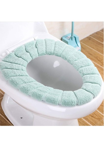 1'li Set Banyo Için Yumuşak Yıkanabilir Polar Klozet Kapağı, Yeşil (Yurt Dışından)
