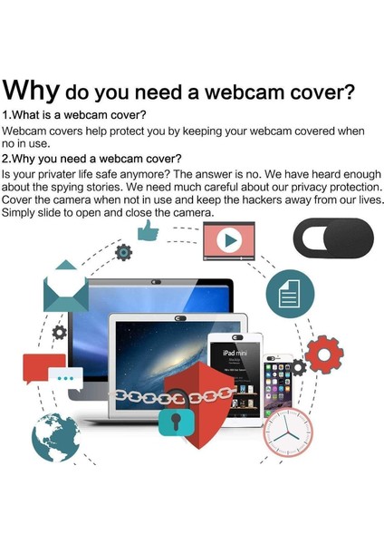 6'lı Kamera Seti Web Kamerası Kapağı Kaydırıcı Kamera Kapağı Ultra Ince Web Kamerası Kapağı (Yurt Dışından)