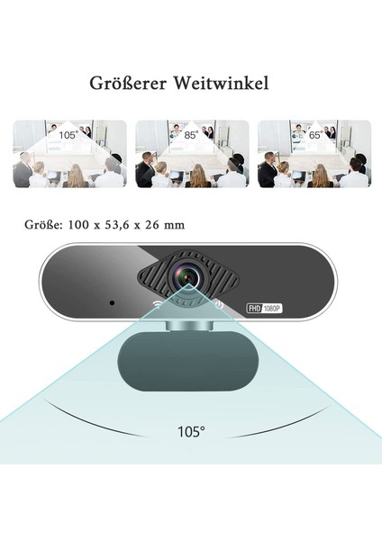 Kamera Profesyonel 1080P Hd Web Kamerası, 110° Stereo Geniş Açılı Göz Koruma Tripoduyla (Yurt Dışından) fiyatları
