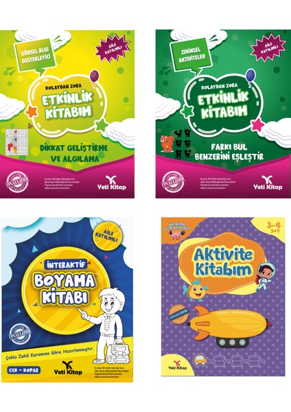 Etklinlik Kitabım: Dikkat Geliştirme ve Algılama - Etkinlik Kitabım: Farkı Bul Benzerini Eşleştir - Boyama Kitabı - Aktivite Kitabım