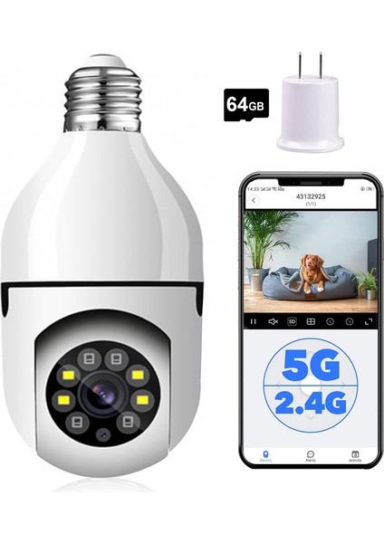 Ampul Güvenlik Kamerası, Hareket Algılama Alarmlı 360° Gözetim Kamerası (Yurt Dışından)