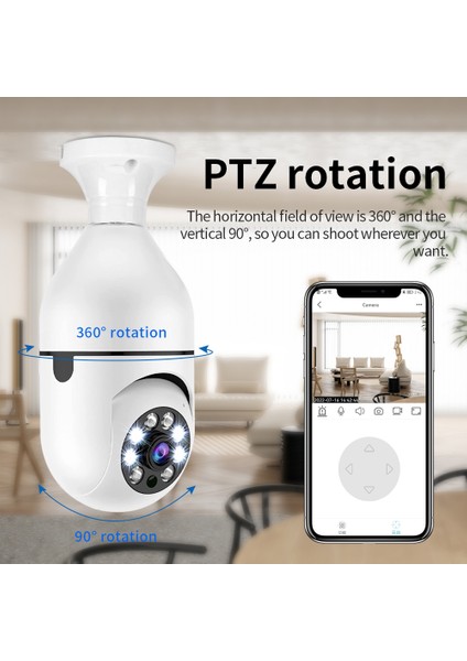Kablosuz Wifi Ampul Kamera Güvenlik Kamerası 1080P Wifi Akıllı 360 Iç ve Dış Mekan Gözetim Kamerası (Yurt Dışından) indirimleri