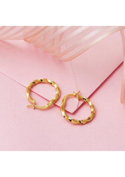 14 Ayar 2 Cm. Çaplı Burgu Altın Halka Küpe modelleri