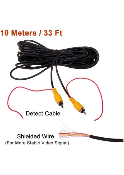 10M 32FT Video Kablosu Uzatma Rca Jak Kablosu Fono Soketli Konnektör Fişi Geri Vites Araba Algılama Teli Kırmızı (Yurt Dışından) modelleri