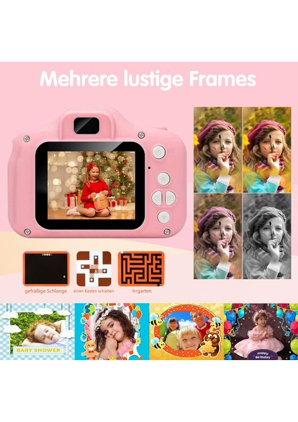 Çocuk Kamerası, Çocuk Kamerası Dijital Fotoğraf Makinesi Selfie, Dijital Kamera 8m Piksel, Flaşlı, Eğlenceli Erkek Kız Kamera 32GB Sd Kart, Pembe, Doğum Günü Yılbaşı Hediyesi (Yurt Dışından) indirimleri