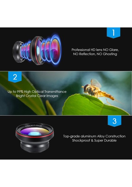 Kamera (Yeni) Cep Telefonu Kamera Lensi, 0,6x Süper Geniş Açı Lens, 15X Makro (Yurt Dışından) fiyatları
